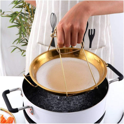 11 Inch Stainless Steel Steaming Tray, Cold Noodle Plate w/Folding Hot Dish Plate Clip, Round Big Egg Drip Pan, Silver