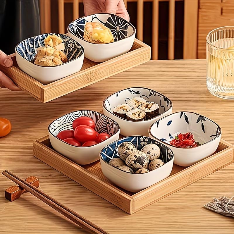Small Ceramic Dipping Bowls, 5OZ, Blue Ocean, Set of 6