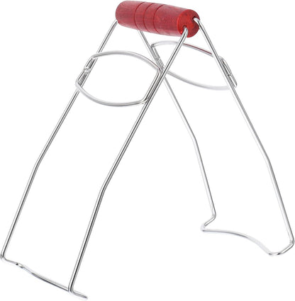 Stainless Steel Dish Clip Tongs for Hot Plates and Bowls, Wood Handle