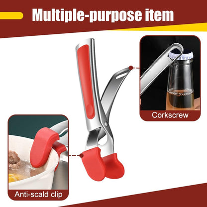 Hot Plate Gripper, Anti-Scald Stainless Steel Bowl Clip Silicone Anti-Slip Heat Insulation Pplate Gripper for Bowls Pans Dishes