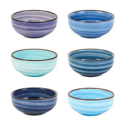 Selamica Ceramic 2.6 OZ Square Dipping Bowl Set, Set of 6, Vintage Blue