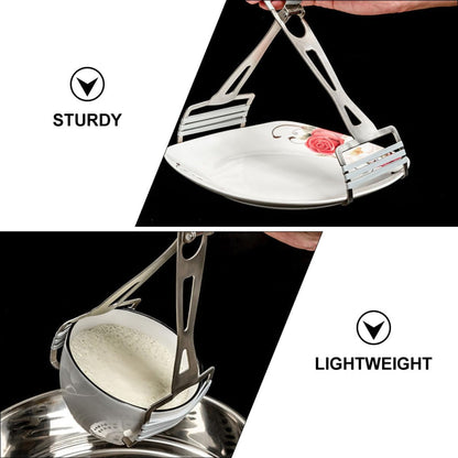Multi-function Stainless Steel Bowl Tong Hot Plate Clamp Dish Holder for Kitchen Cooking Utensils