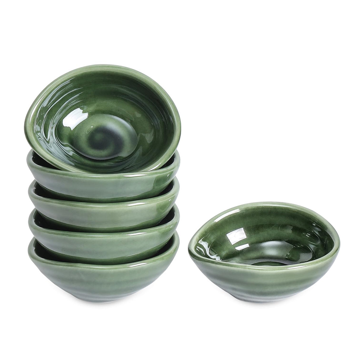vicrays Ceramic Dipping Sauce Bowls – Small Charcuterie Dip Cups Cooking Prep Condiment Oil Dish Mini Tapas Plates for Soy Sushi Salsas Wasabi Appetizer Dessert - Set of 6 Blue