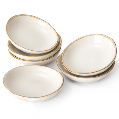 famiware Soy Sauce Dish, 2.1oz Dipping Bowl Set of 6, Cappuccino White