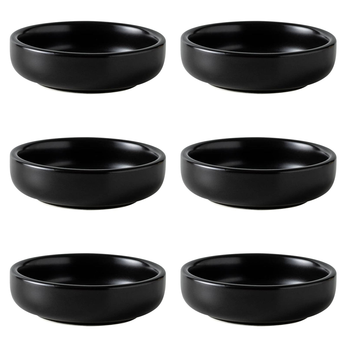 Dipping Bowls Set, Ceramic Sauce Dishes, 2 oz Soy Sauce Dish, Side Bowls, Small Bowls for BBQ, Condiments, Appetizer, Dessert, Sushi, Set of 6 (White)