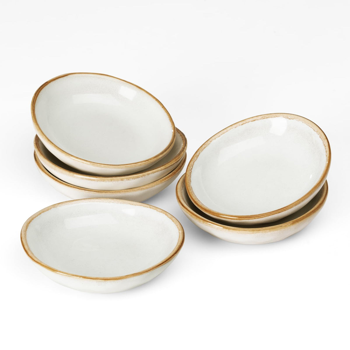 famiware Soy Sauce Dish, 2.1oz Dipping Bowl Set of 6, Cappuccino White