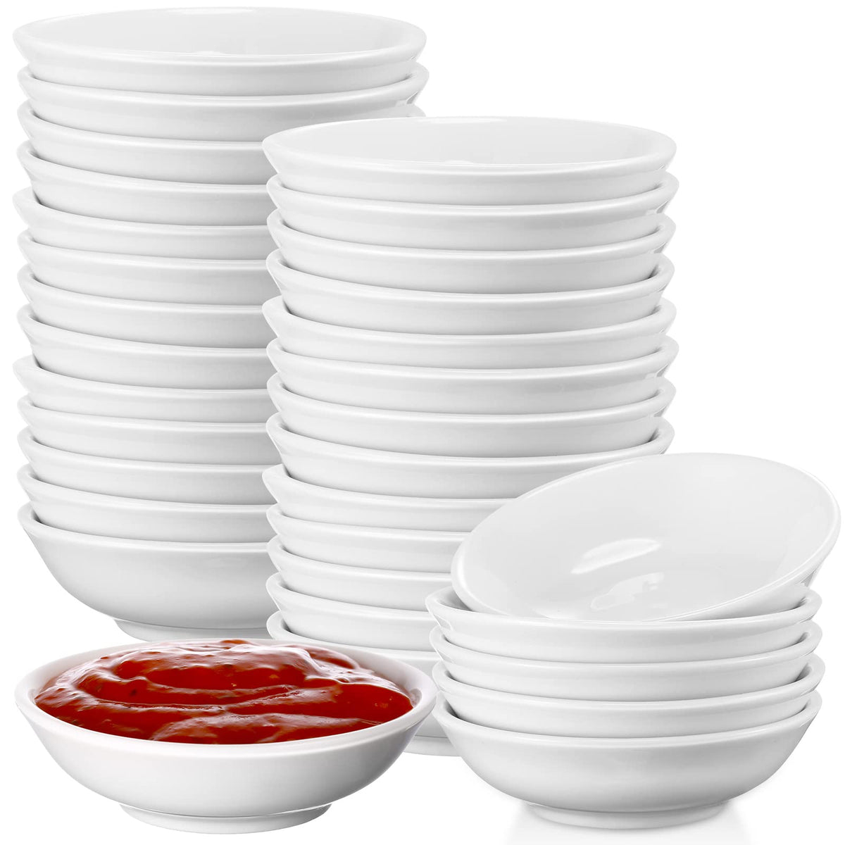 Mimorou 50 Pcs Soy Sauce Dish 1.2 oz Dipping Bowls Bulk, Ceramic