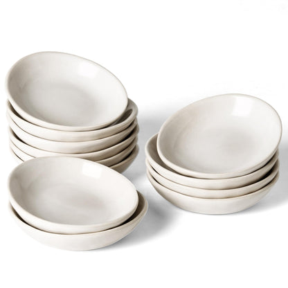 famiware Soy Sauce Dish, 2.1oz Dipping Bowl Set of 6, Cappuccino White