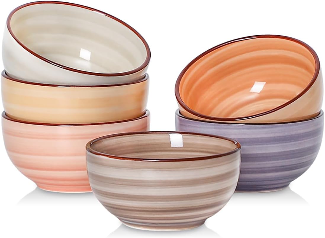 Selamica Ceramic Dipping Bowls, 4 OZ Mini Bowls, Set of 6, Maillard