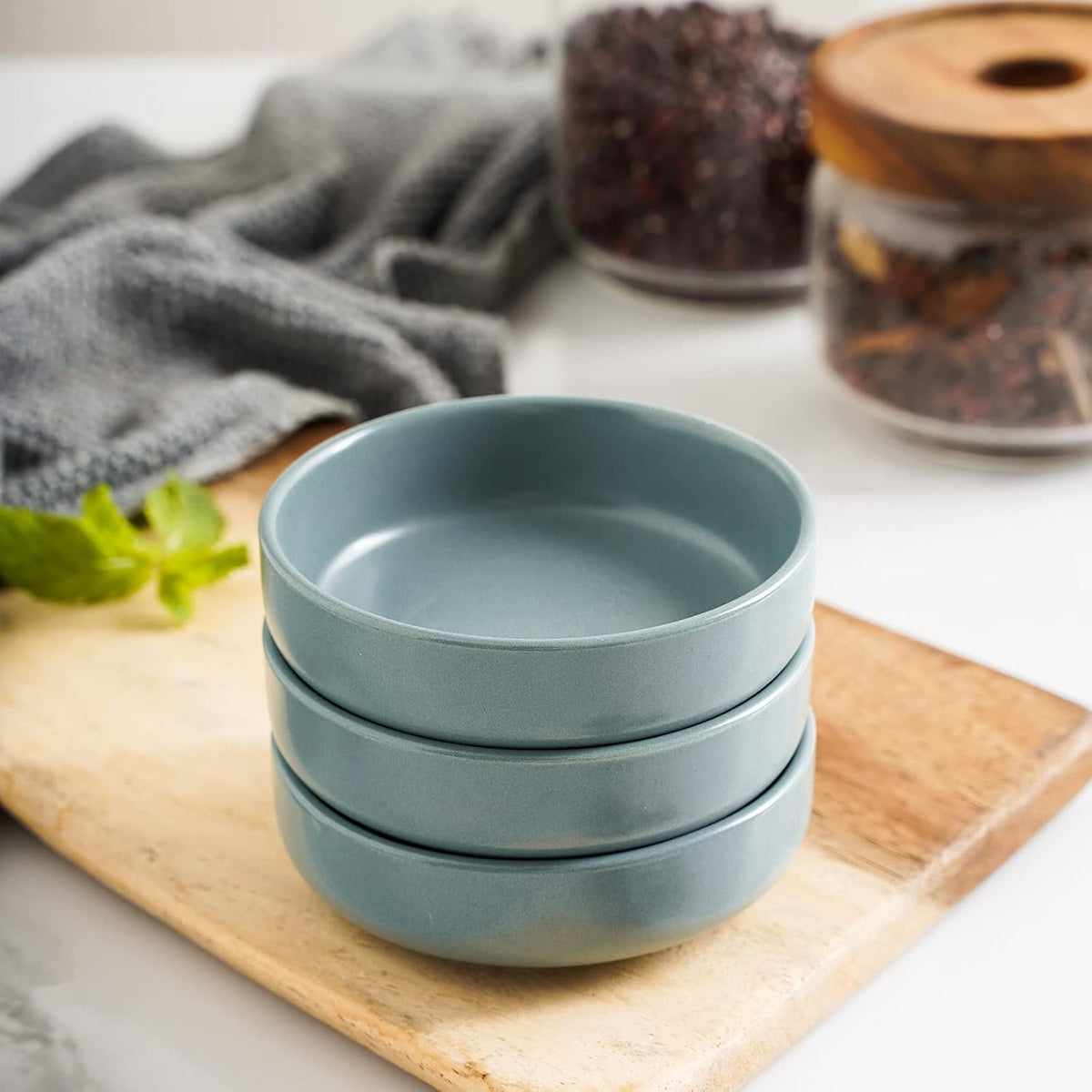 Selamica Ceramic 3.3 Inch Soy Sauce Dish Dipping Bowls Side Dishes Small Appetizer Pinch Bowls for Condiments, Sushi, Ketchup, BBQ-Set of 6 (Matte Blue)
