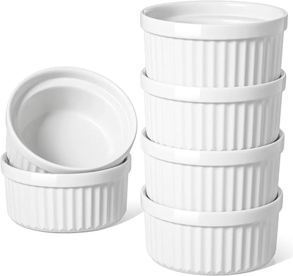 LE TAUCI Ramekins Oven Safe, 4 OZ, Set of 6, Red