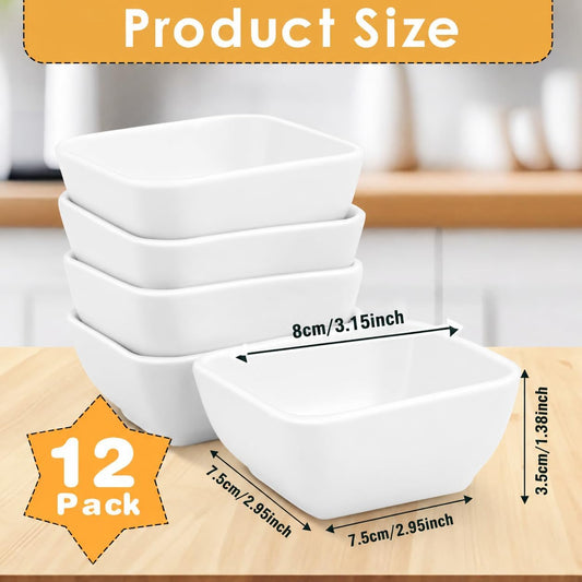 12 Pack Ceramic Dipping Bowls 3 oz White