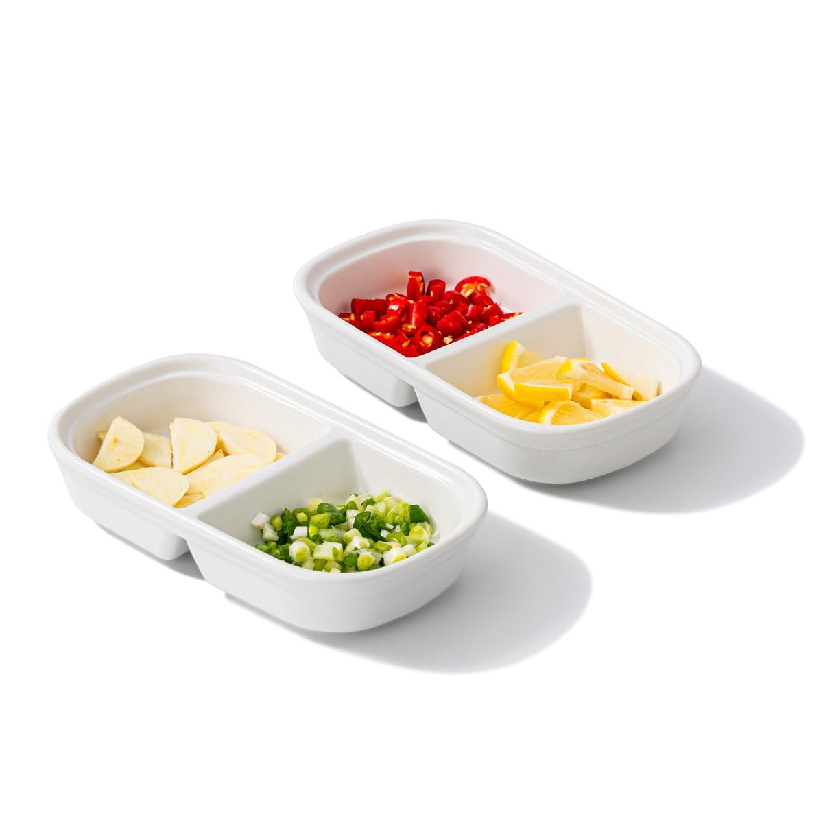 2PCS Ceramic Dishes, Ceramic Dish Stainless Steel Soy Tomato Sauce Salt Vinegar Sugar Spices Flavor Condiment Dip Bowls Korean BBQ Home Kitchen Plates, 3 Compartment Sauce Dish (3 Grids White)