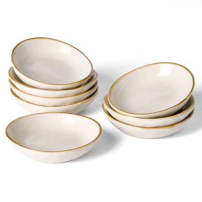 famiware Soy Sauce Dish, 2.1oz Dipping Bowl Set of 6, Cappuccino White