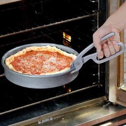2 Pack Pizza Pan Gripper Heavy Duty Cast Aluminum Pan Tongs for Deep Pizza Pans Microwave Oven Air Fryer