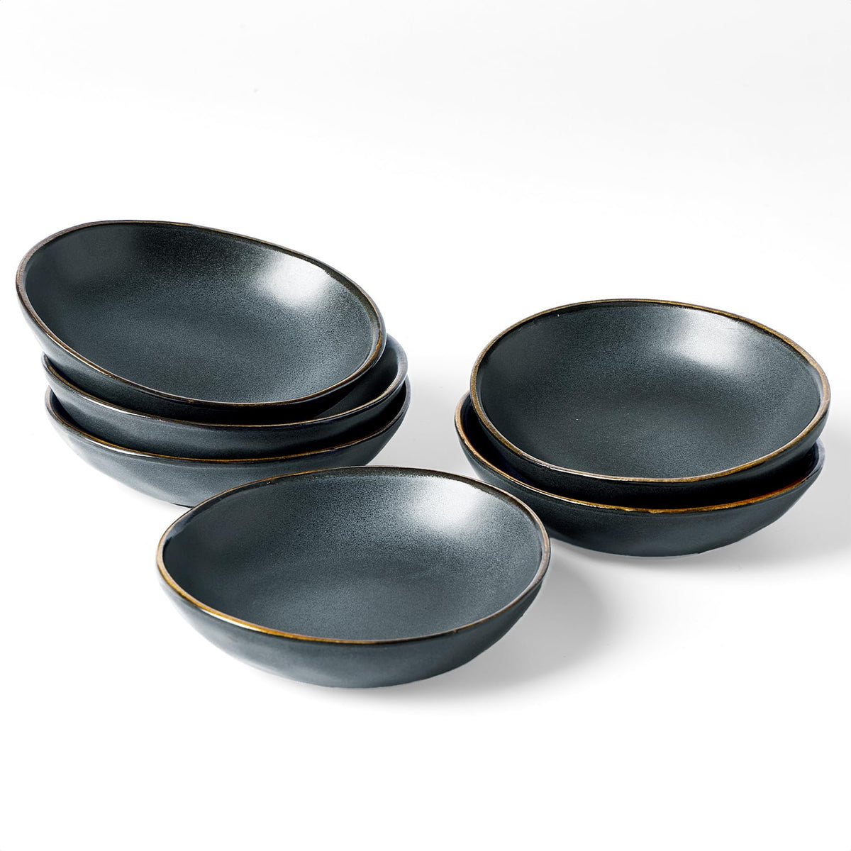 famiware Soy Sauce Dish, 2.1oz Dipping Bowl Set of 6, Cappuccino White