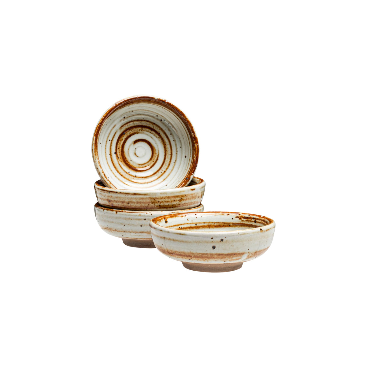 Vikko Small Dipping Bowls, Set of 4 Mini Soy Sauce Dishes, 3" Stoneware Dipping Sauce Cups, Decorative Pinch Bowls for Dips, Condiments, Charcuterie Boards - Microwave and Dishwasher Safe