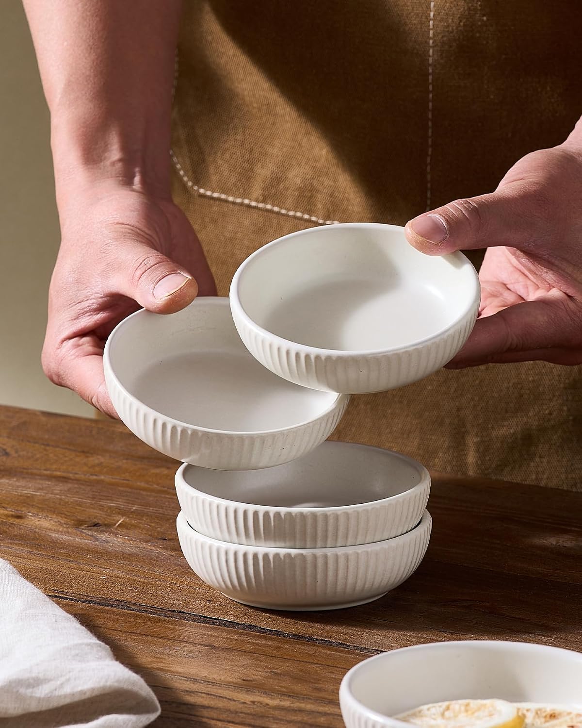 famiware Ceramic Soy Sauce Dish, 3oz Dipping Bowls Set of 6, Matte White