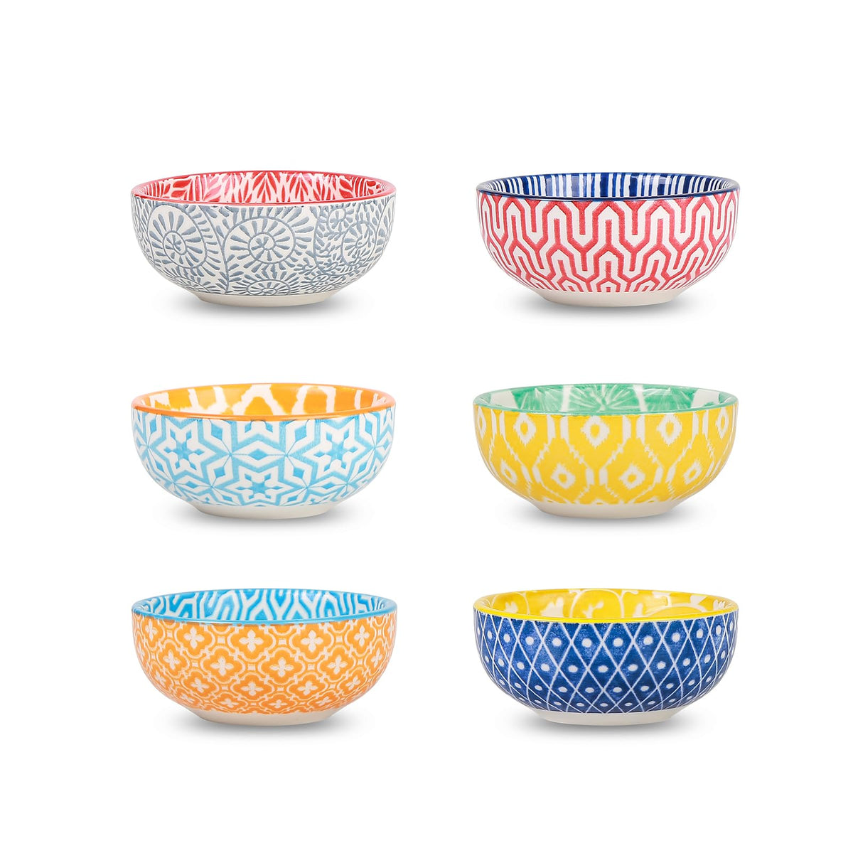 Selamica Ceramic 2.6 OZ Square Dipping Bowl Set, Set of 6, Vintage Blue