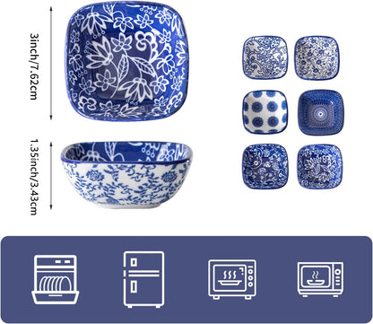 2.6 Oz Ceramic Mini Square Dipping Bowls Set of 6