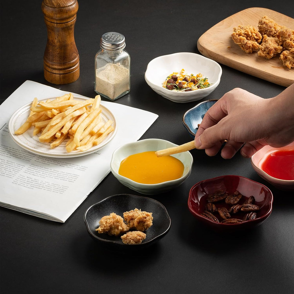 Reactive Glaze Dipping Bowls, Soy Sauce Dishes Set of 4