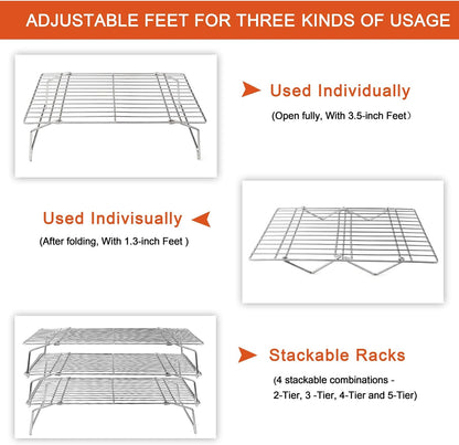 P&P CHEF 5-Tier Stainless Steel Cooling Rack, 15" x 10", Silver