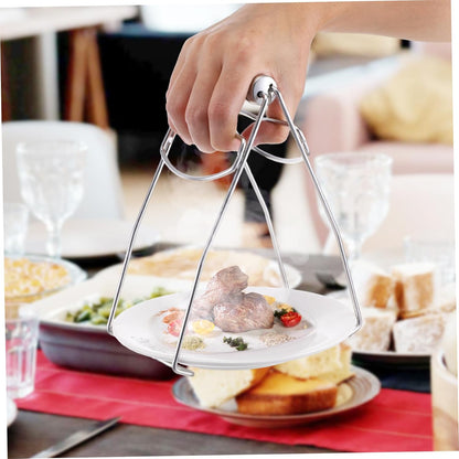 BESTonZON Hot Plate Gripper, 304 Stainless Steel Folding Hot Dish Plate Clip, Bowl Clip Pan Dish Gripper Clips for Moving Hot Plate or Bowls with Food Out