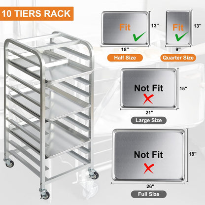 lopeztek 10-Tier Quarter & Half Sheet Pan Rack with Wheels for Home Use