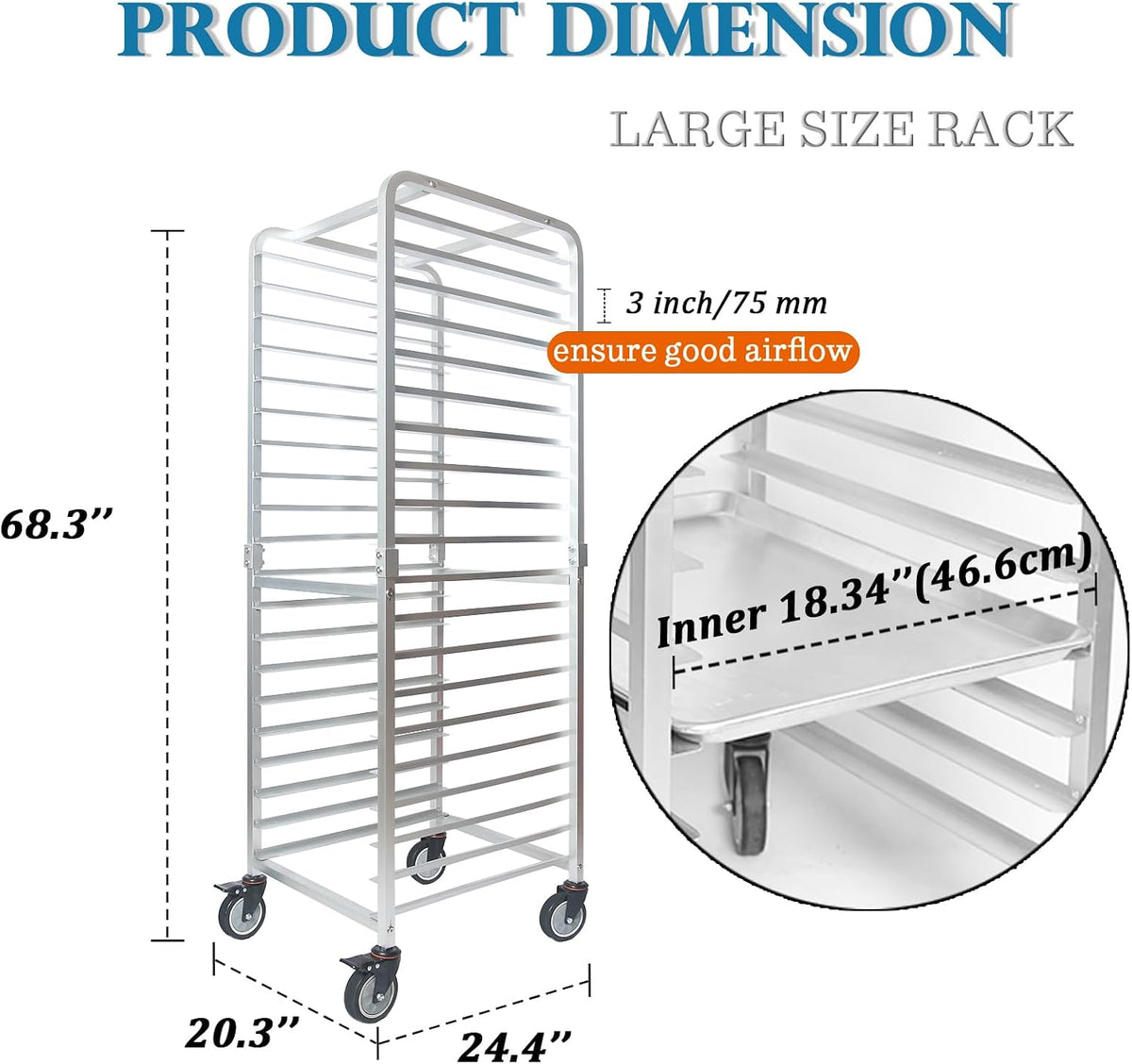 lopeztek Commercial 20-Tier Half & Full Sheet Pan Rack with Wheels