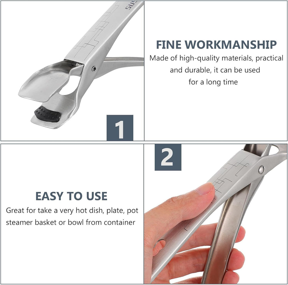 Stainless Steel Bowl Clip with Silicone Pad for Lifting Hot Plates Bowls