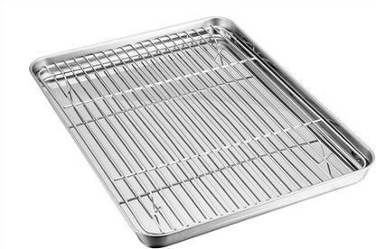 TeamFar Baking Sheet with Cooling Rack Set, 16 x 12 x 1 inch