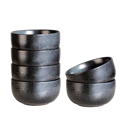 S&Q'S CERAMICS Ceramic Small Bowls for Kitchen, Set of 6, 9 ounces Ice Cream Bowls, Small Serving Bowls for Soup, Dipping, Condiments, Side Dishes, Snack, Prep (Black and Grey