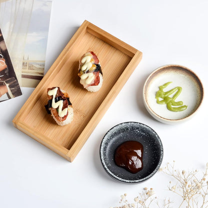 Ceramic Soy Sauce Dish set, Dipping Bowls Set of 6, Chip and Dip Bowls, Japanese Style 3 oz Round Small Dish for Dipping Sushi Tomato Soy Sauce Dish Condiment Finger Dishes
