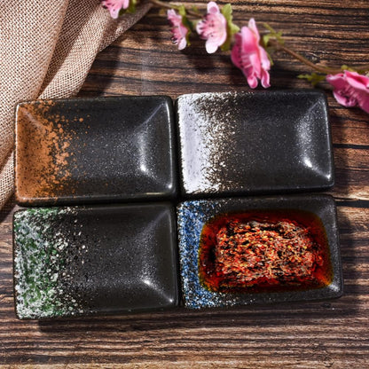Ceramic Dipping Sauce Dish Set of 4, 3.35'' Rectangular Small Sushi Bowls