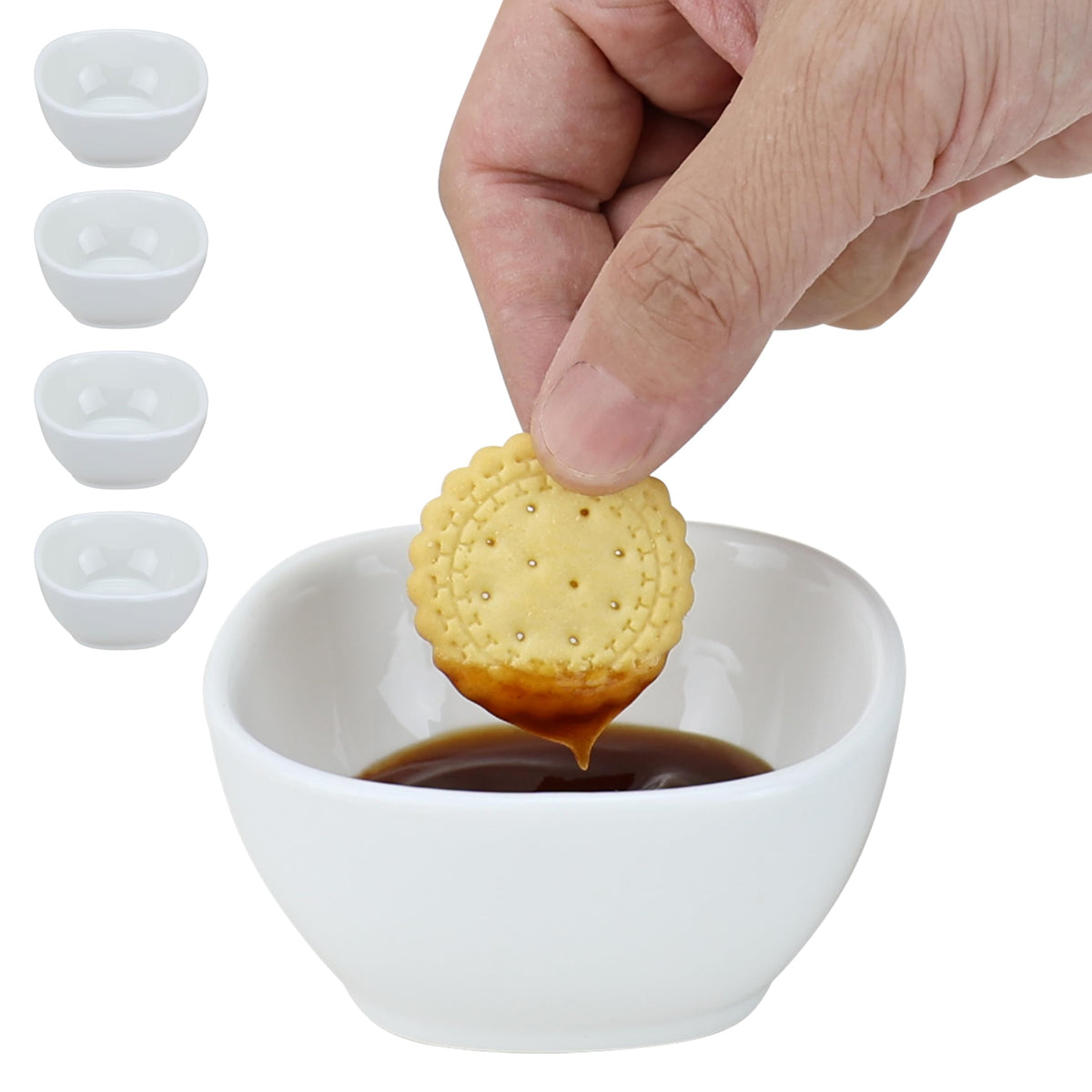 EIKS 4 Pack Ceramic Dipping Bowls Side Dish, Rectangle Shaped