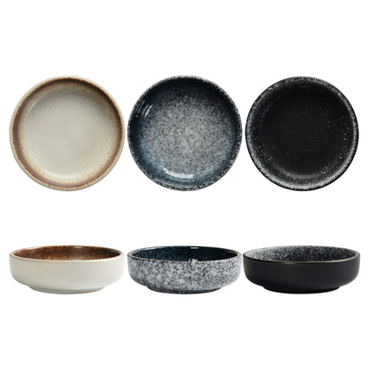 Ceramic Soy Sauce Dish set, Dipping Bowls Set of 6, Chip and Dip Bowls, Japanese Style 3 oz Round Small Dish for Dipping Sushi Tomato Soy Sauce Dish Condiment Finger Dishes