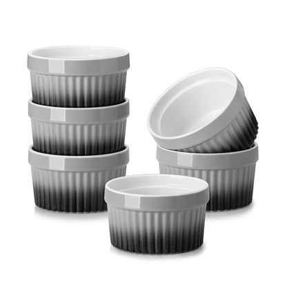 MALACASA Ramekins 4 oz Oven Safe, Porcelain, Set of 6, White