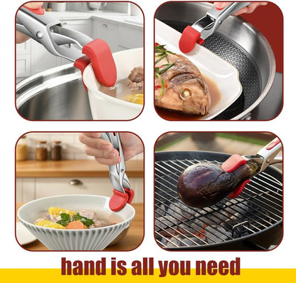Hot Plate Gripper, Anti-Scald Stainless Steel Bowl Clip Silicone Anti-Slip Heat Insulation Pplate Gripper for Bowls Pans Dishes
