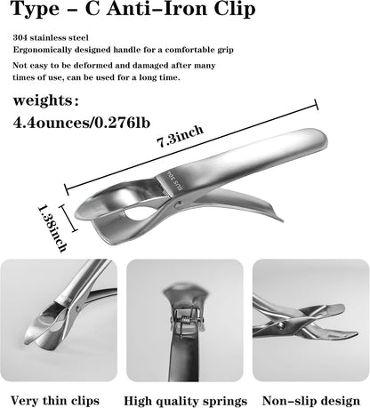 Hot Plate Clip Clamp 304 Stainless Steel 2-Pack – Ergonomic, Heat-Resistant, One-Handed Operation with Non-Slip Grips – Ideal for Microwaves, Ovens, and Grills – Durable, Safe Kitchen Tool