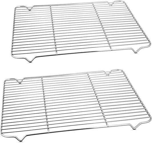 P&P CHEF Cooling Baking Rack Stainless Steel, 16.6" x 11.5", 2 Pcs, Silver