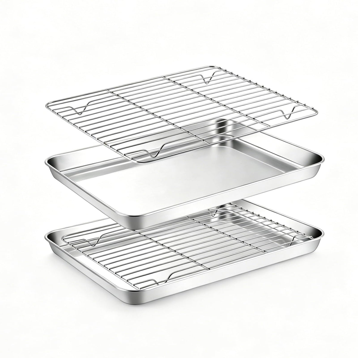Onader 2 Pack 16x12 Inch Stainless Steel Baking Sheet and Wire Cooling Rack