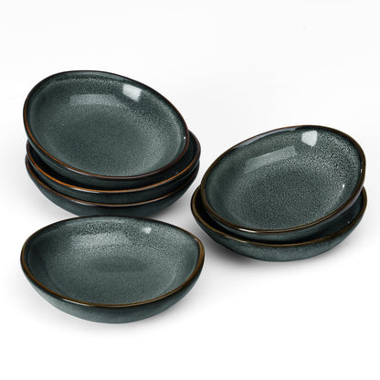 famiware Soy Sauce Dish, 2.1oz Dipping Bowl Set of 6, Cappuccino White