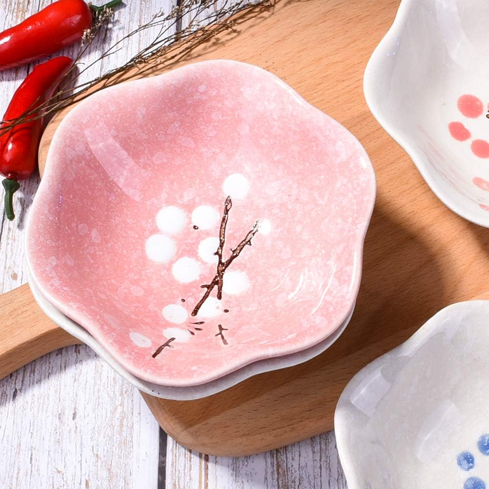 Ceramic Soy Sauce Dish Set of 4, 4.1'' Japanese Porcelain Dipping Bowls