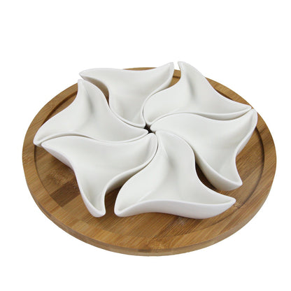 Elama Signature 12 1/4 Inch 6pc Lazy Susan Appetizer and Condiment Server Set