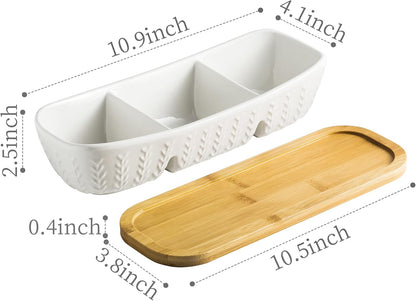 Miamolo Condiment Bowls Divided Serving Tray, Chip and Dip Bowl for Party
