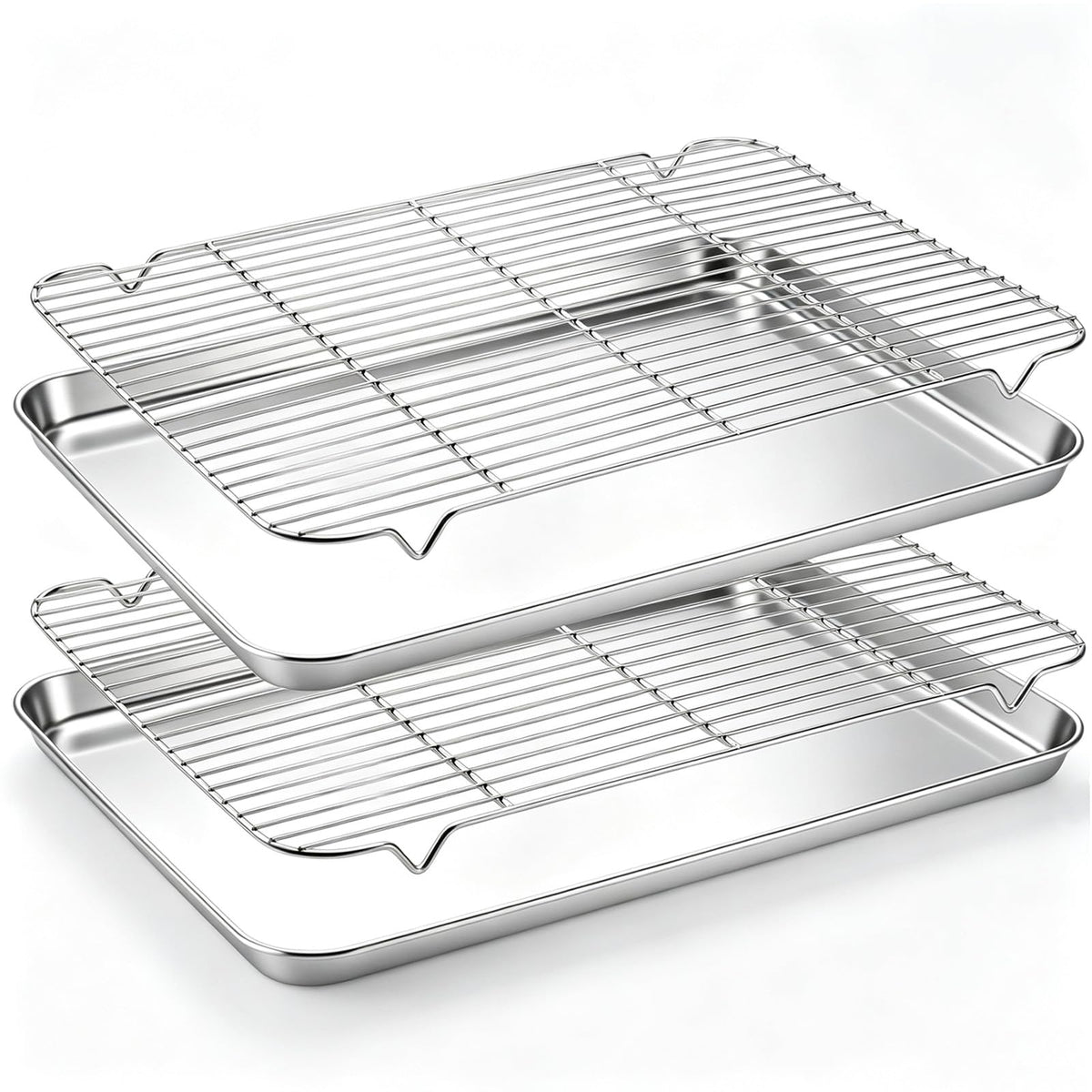 Onader 2 Pack 16x12 Inch Stainless Steel Baking Sheet and Wire Cooling Rack