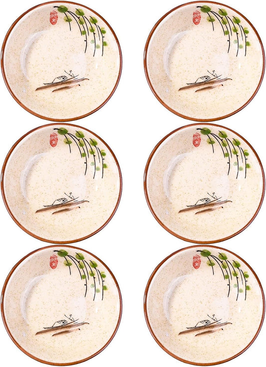 Japanese Ceramic Sauce Dish Set of 6, Sushi Dishes