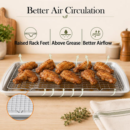 Baking Sheet Set of : Baking Pans with Cooling Racks, Cookiet Sheet