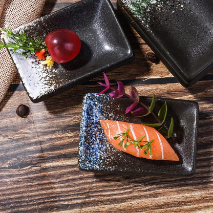 Ceramic Dipping Sauce Dish Set of 4, 3.35'' Rectangular Small Sushi Bowls