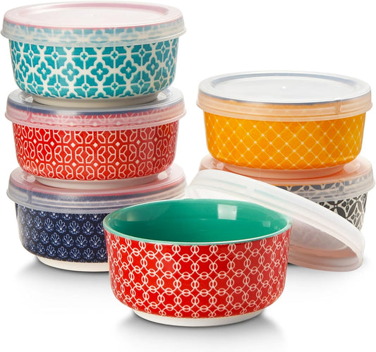 DOWAN Dipping Bowls with Lids, Ceramic Condiment Sauce Cups, 4 oz Dipping Sauce Bowls/Dishes for Charcuterie, Condiment, Tomato Sauce, Soy, BBQ and other Party Supplies, Kitchen Decor, Set of 6